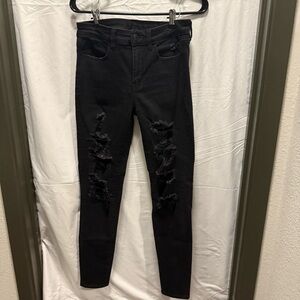 American Eagle Outfitters Black Distressed Skinny Jeans